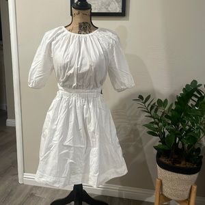 White Puffy Sleeve Dress (NWOT)